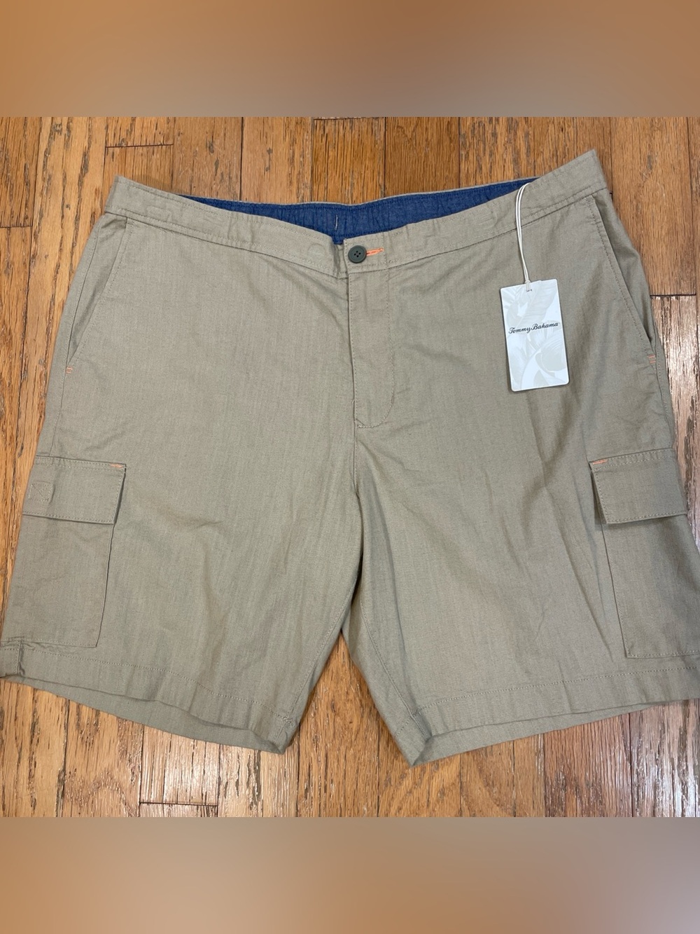 Tommy Bahama Cargo Short Khaki Men Sz XXL Linen In Paradise 9” Inseam NEW